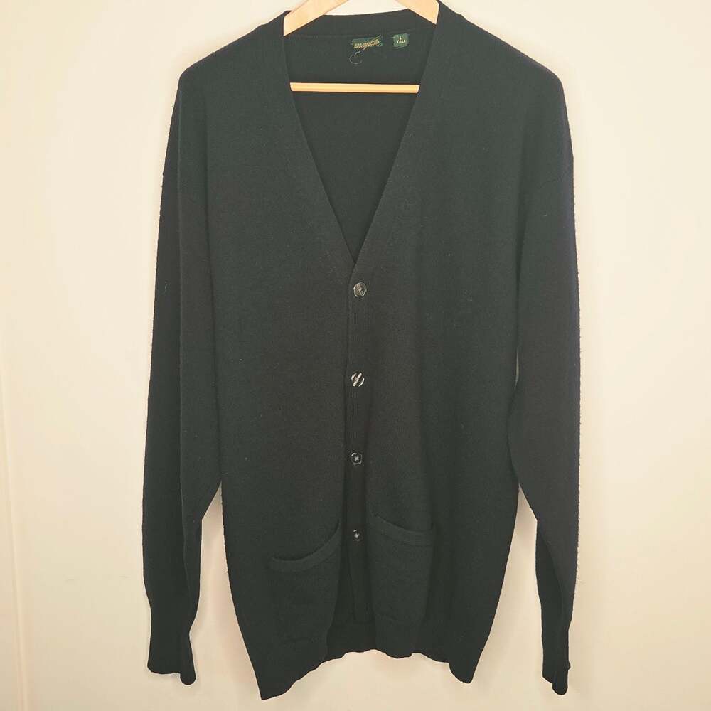 Nordstrom Mens VTG 100% Lambswool V-Neck Button Cardigan Sweater L Tall